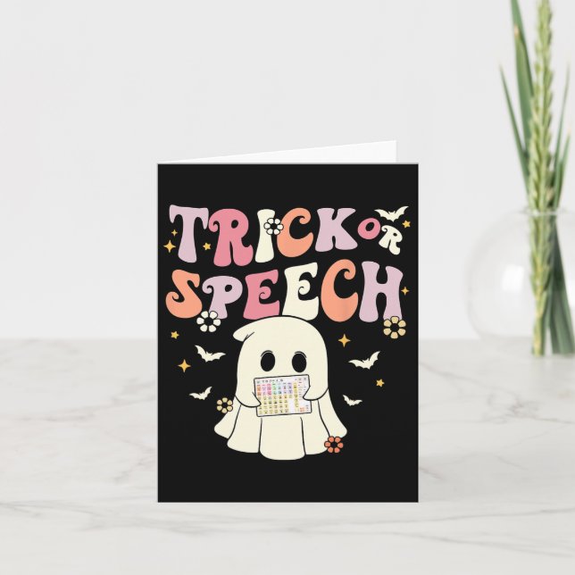 Groovy Trick Or Speech Slp Aac Ghost Halloween Cos Card (Front)