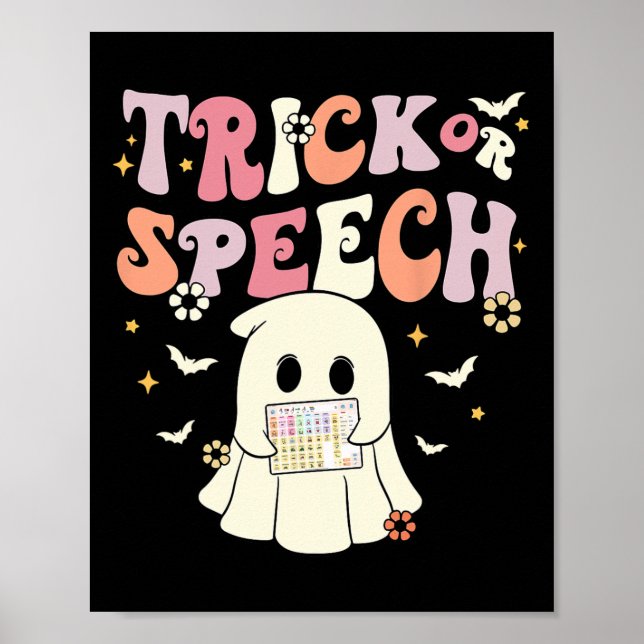 Groovy Trick Or Speech Slp Aac Ghost Halloween Cos Poster (Front)