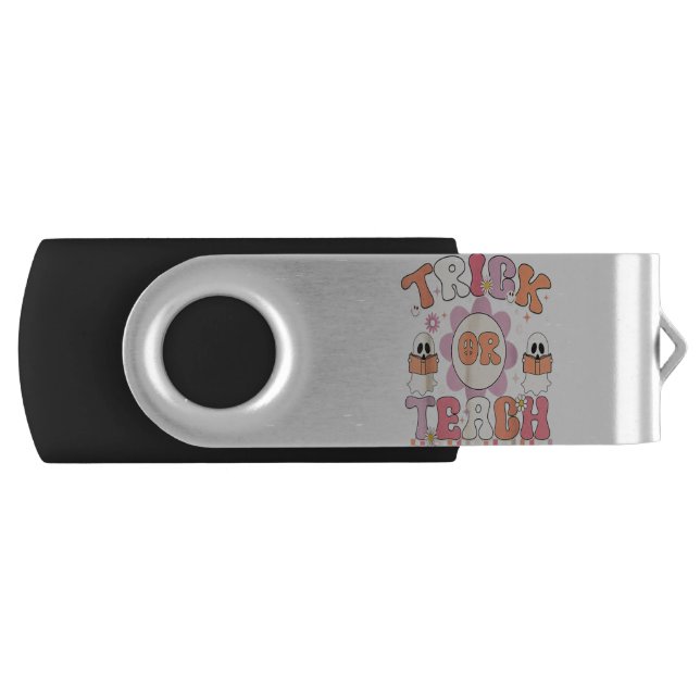 Groovy Trick Or Teach Ghost Teacher Halloween Cost Flash Drive (Front)