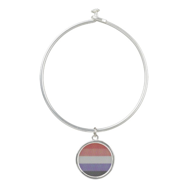 Groovy Trippy Abstract Cupioromantic Pride Flag Bangle Bracelet (Front)
