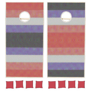 Groovy Trippy Abstract Cupioromantic Pride Flag Cornhole Set