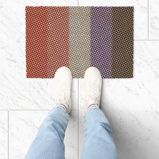 Groovy Trippy Abstract Cupioromantic Pride Flag Fiber Doormat (Insitu)