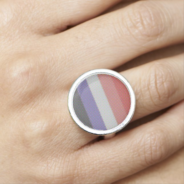 Groovy Trippy Abstract Cupioromantic Pride Flag Ring (In Situ)