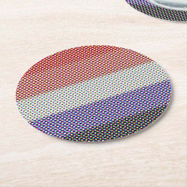 Groovy Trippy Abstract Cupioromantic Pride Flag Round Paper Coaster (Angled)