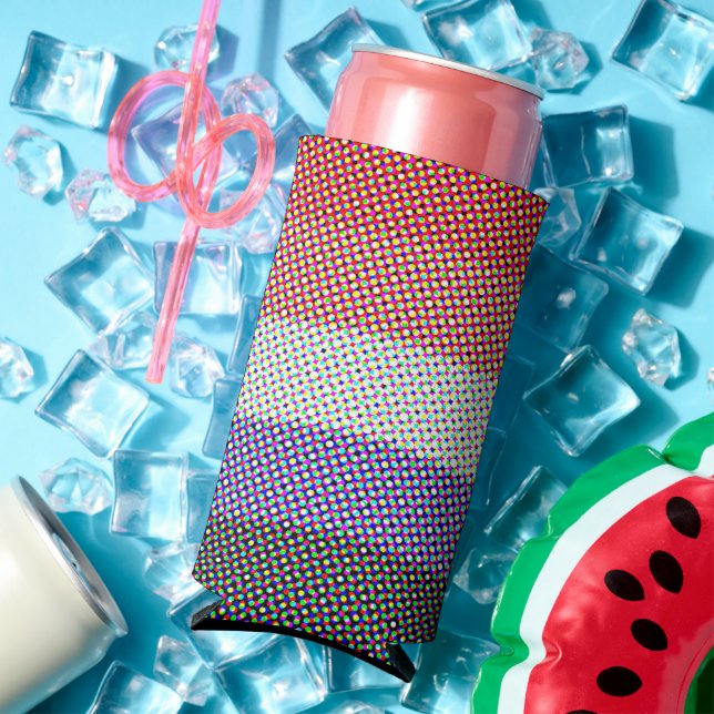 Groovy Trippy Abstract Cupioromantic Pride Flag Seltzer Can Cooler (In Situ Summer)