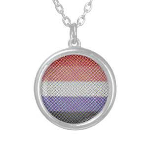Groovy Trippy Abstract Cupioromantic Pride Flag Silver Plated Necklace