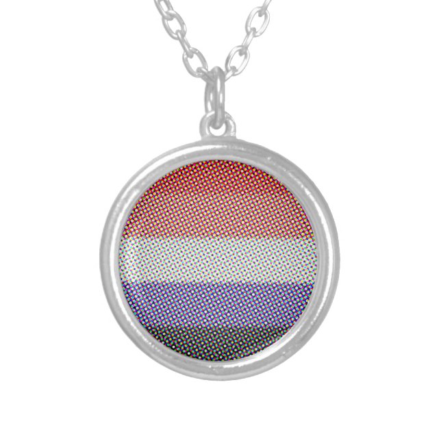 Groovy Trippy Abstract Cupioromantic Pride Flag Silver Plated Necklace (Front)