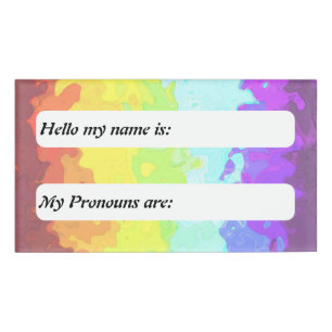 Groovy Trippy Boho Customizable Neurogender Pride Name Tag