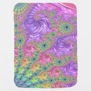 Groovy Trippy Boho Jewel Tone Rainbow Fractal Baby Blanket