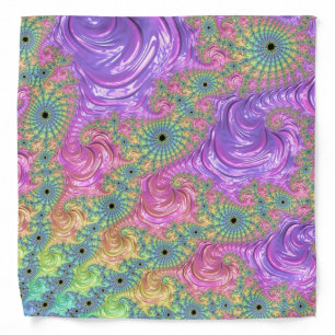 Groovy Trippy Boho Jewel Tone Rainbow Fractal Bandana