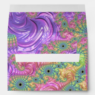 Groovy Trippy Boho Jewel Tone Rainbow Fractal Envelope