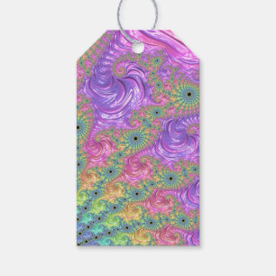 Groovy Trippy Boho Jewel Tone Rainbow Fractal Gift Tags
