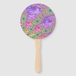 Groovy Trippy Boho Jewel Tone Rainbow Fractal Hand Fan