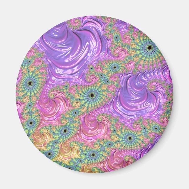 Groovy Trippy Boho Jewel Tone Rainbow Fractal Magnet (Front)