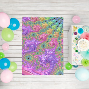 Groovy Trippy Boho Jewel Tone Rainbow Fractal Outdoor Rug