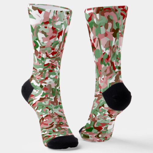 Groovy Trippy Boho Retro Festive Christmas Camo  S Socks