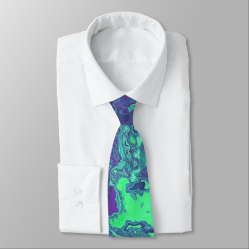 Groovy Trippy Colorful Swirly Abstract Marble Art Neck Tie