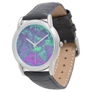 Groovy Trippy Colorful Swirly Abstract Marble Art Watch