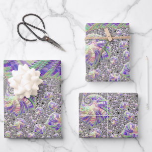 Groovy Trippy Funky Psychedelic Fractal Art Wrapping Paper Sheets