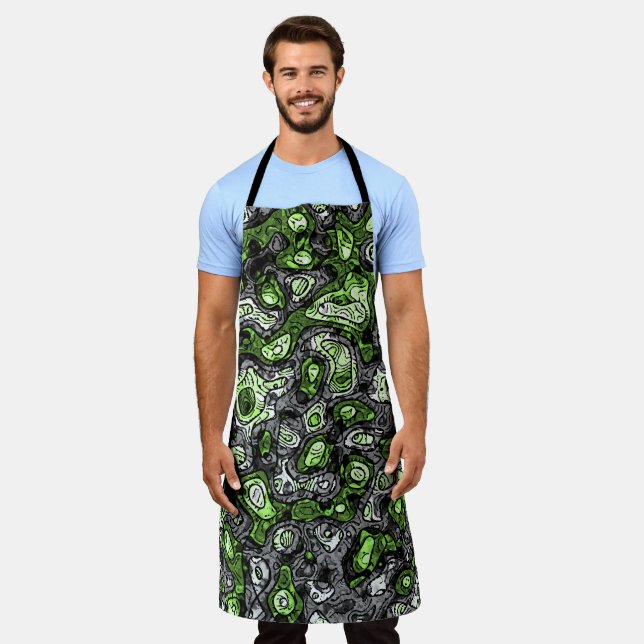 Groovy Trippy Grungy Funky Abstract Agender Pride Apron (Worn)