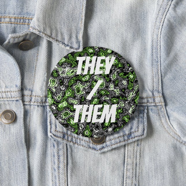 Groovy Trippy Grungy Funky Abstract Agender Pride Button (In Situ)