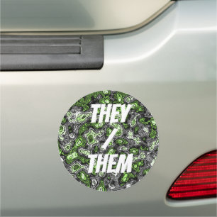 Groovy Trippy Grungy Funky Abstract Agender Pride Car Magnet