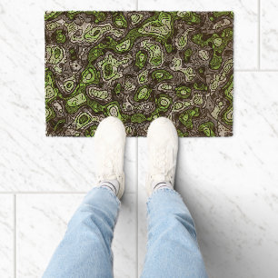 Groovy Trippy Grungy Funky Abstract Agender Pride Fiber Doormat