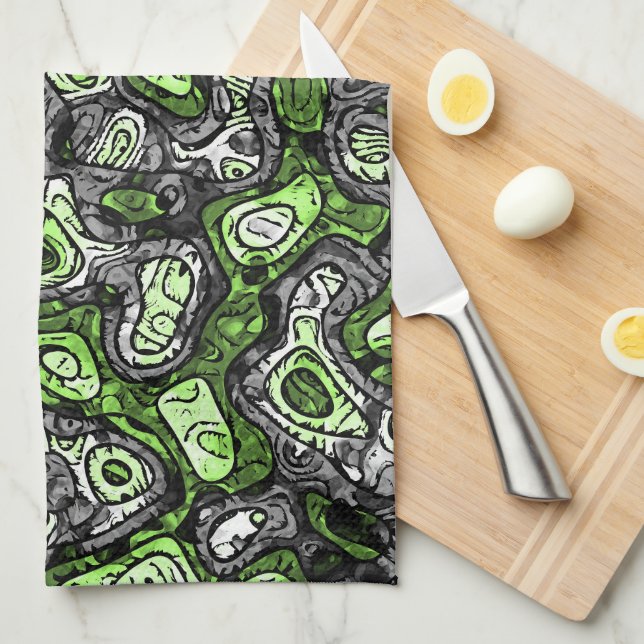 Groovy Trippy Grungy Funky Abstract Agender Pride Kitchen Towel (Quarter Fold)