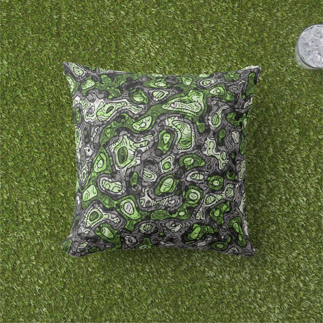 Groovy Trippy Grungy Funky Abstract Agender Pride Outdoor Pillow (Grass)