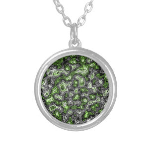 Groovy Trippy Grungy Funky Abstract Agender Pride Silver Plated Necklace