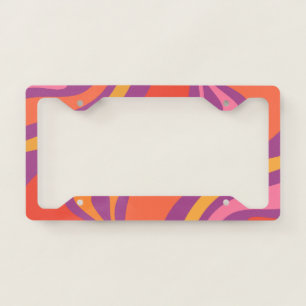 Groovy Trippy Retro Aesthetic Abstract Colorful License Plate Frame