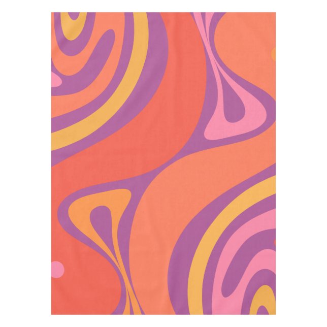Groovy Trippy Retro Aesthetic Abstract Colorful Tablecloth (Front)