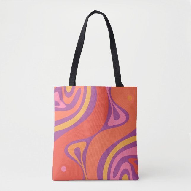 Groovy Trippy Retro Aesthetic Abstract Colorful Tote Bag (Front)