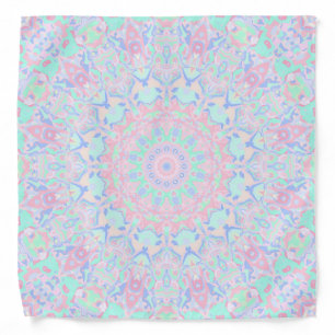 Groovy Trippy Retro Boho Hippie Pastel Mandala Bandana
