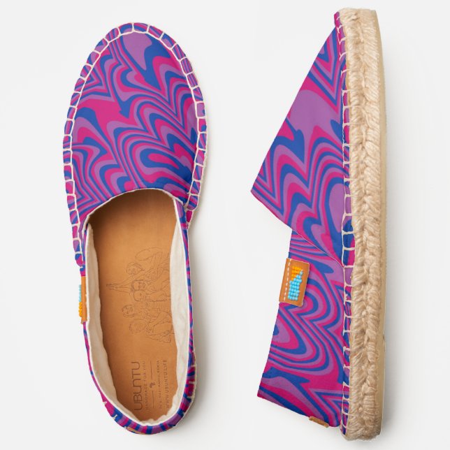 Groovy Trippy Retro Mod Abstract Bi Pride Flag Espadrilles (Side)