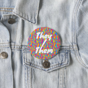 Groovy Trippy Squiggly Quirky Pansexual Pride Button