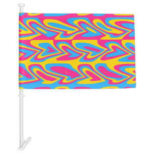 Groovy Trippy Squiggly Quirky Pansexual Pride Car Flag