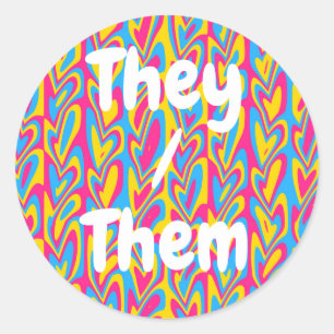 Groovy Trippy Squiggly Quirky Pansexual Pride Classic Round Sticker
