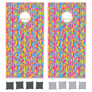 Groovy Trippy Squiggly Quirky Pansexual Pride Cornhole Set