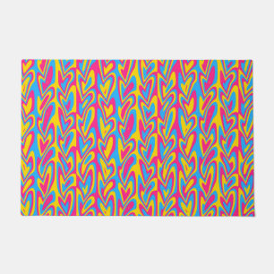 Groovy Trippy Squiggly Quirky Pansexual Pride  Doormat