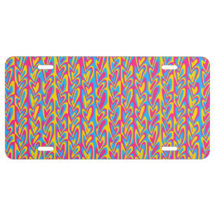 Groovy Trippy Squiggly Quirky Pansexual Pride License Plate