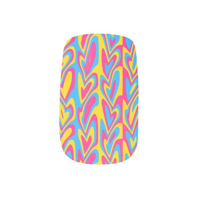 Groovy Trippy Squiggly Quirky Pansexual Pride  Minx Nail Art (Left Thumb)