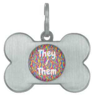 Groovy Trippy Squiggly Quirky Pansexual Pride Pet ID Tag