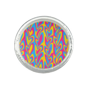Groovy Trippy Squiggly Quirky Pansexual Pride Ring