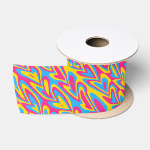 Groovy Trippy Squiggly Quirky Pansexual Pride Satin Ribbon