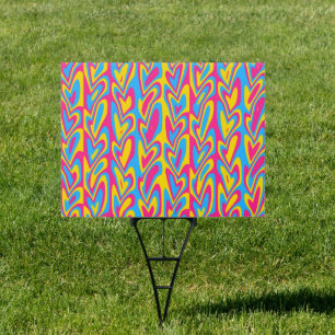 Groovy Trippy Squiggly Quirky Pansexual Pride Sign