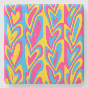 Groovy Trippy Squiggly Quirky Pansexual Pride Stone Coaster