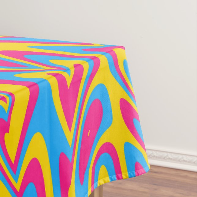 Groovy Trippy Squiggly Quirky Pansexual Pride  Tablecloth (In Situ)