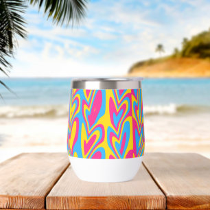 Groovy Trippy Squiggly Quirky Pansexual Pride Thermal Wine Tumbler