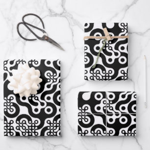 Groovy Trippy Truchet Tiles Wrapping Paper Sheets